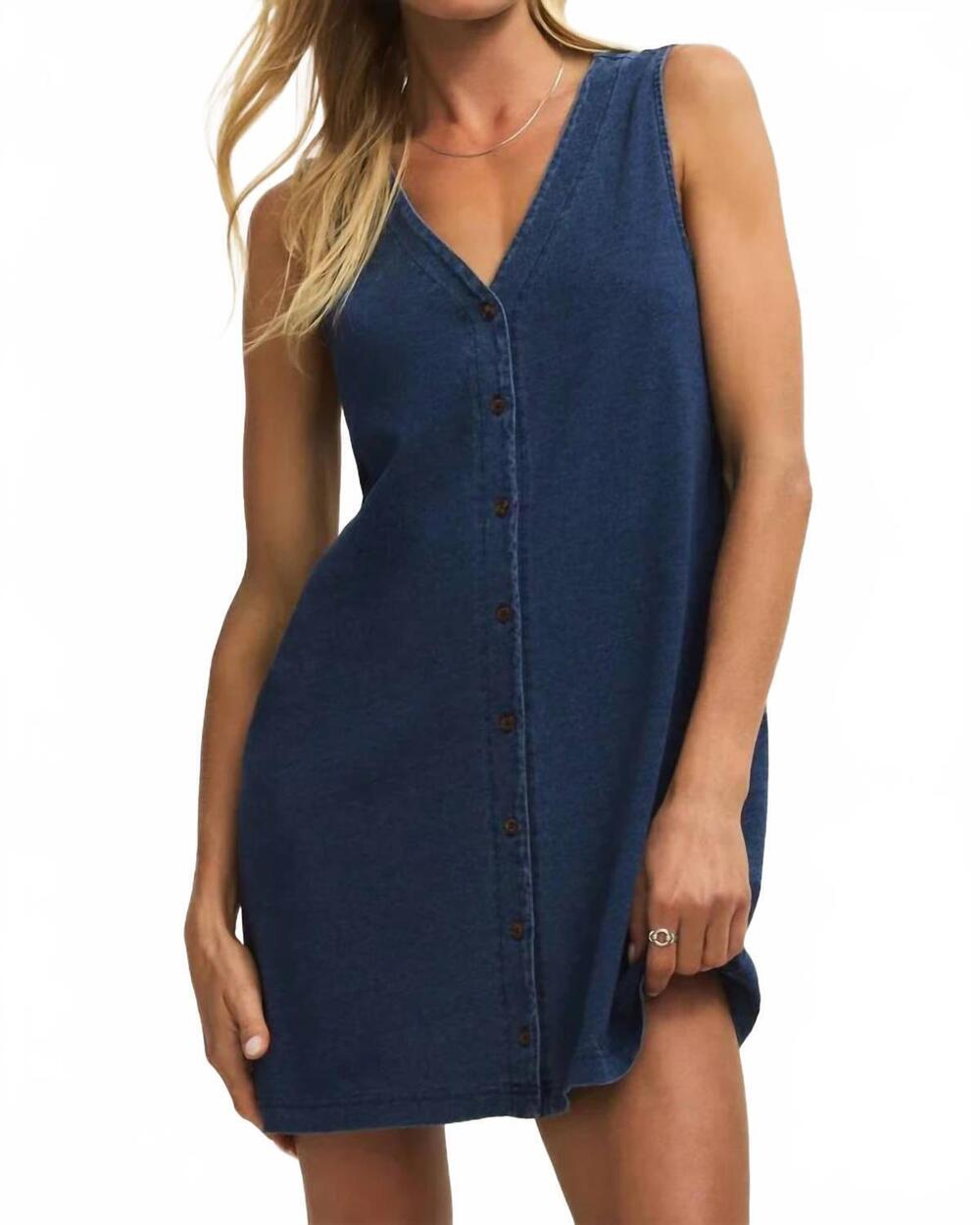 NEW Z SUPPLY women's solace jersey denim mini dress in indigo